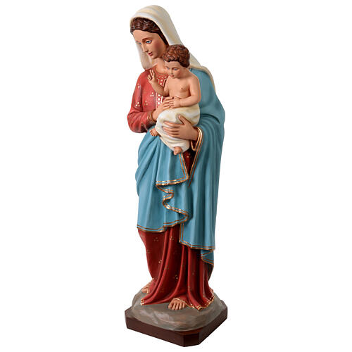 Estatua fibra de vidrio colorida Virgen con Niño 135 cm 3