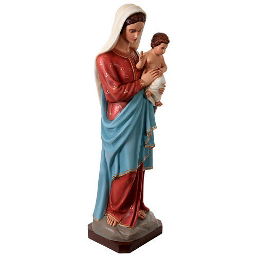 Estatua fibra de vidrio colorida Virgen con Niño 135 cm 5