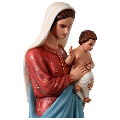 Estatua fibra de vidrio colorida Virgen con Niño 135 cm 6