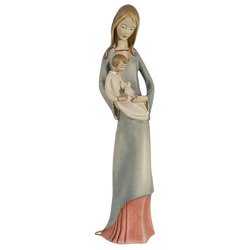 Virgen con niño y paloma madera pintada Val Gardena 1