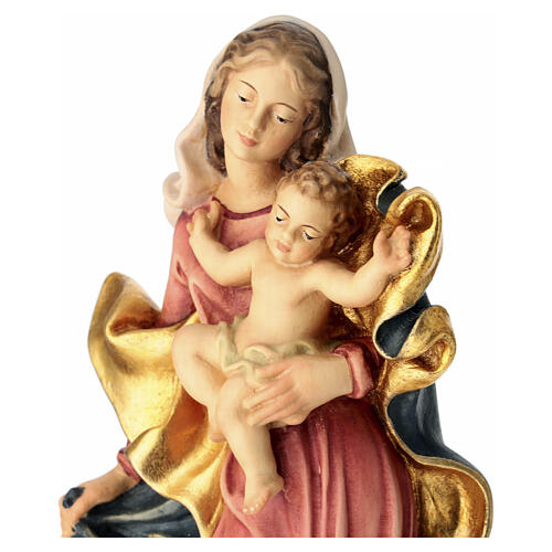 Virgin with baby, baroque style in coloured Valgardena wood 2