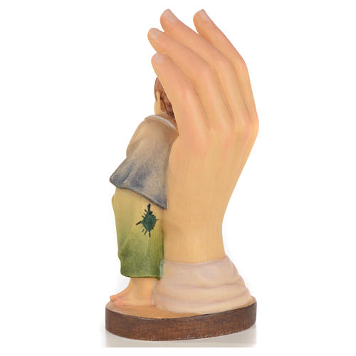Protective hand with baby boy in Valgardena wood 2