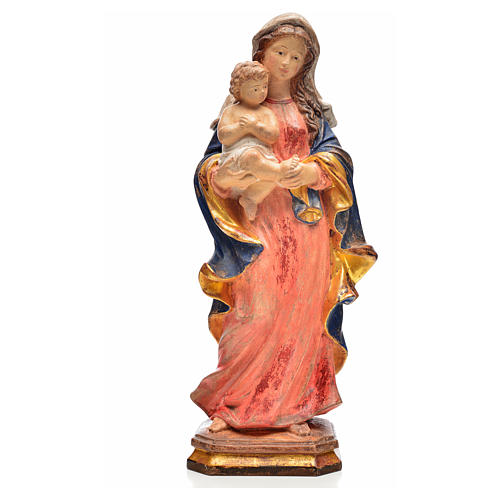 Madonna stile barocco legno 40cm Valgardena fin. Antico Gold 1