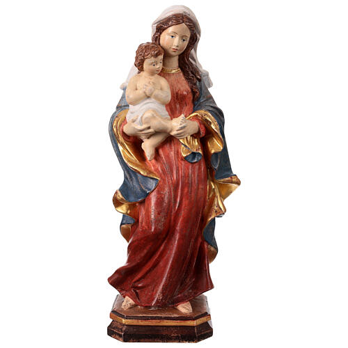 Madonna stile barocco legno 40cm Valgardena fin. Antico Gold 1