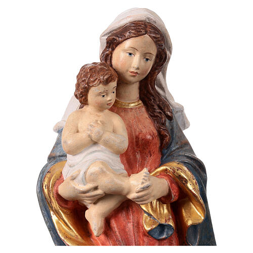 Madonna stile barocco legno 40cm Valgardena fin. Antico Gold 4