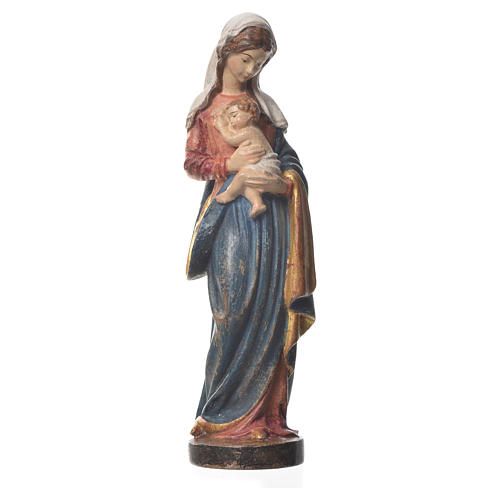 Mary with baby, statue in patinated Valgardena wood, old antique 1