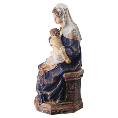 Madonna seduta con bimbo e uva legno Valgardena Old Antico Gold 4