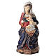 Madonna seduta con bimbo e uva legno Valgardena Old Antico Gold s1