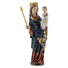 Vierge Enfant sceptre 25 cm style gotique bois Old Gold vieilli