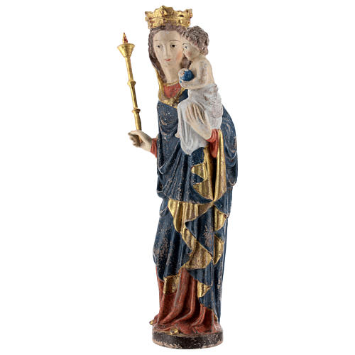 Madonna Dzieciątko berło 25 cm styl gotycki drewno Old Antico 3