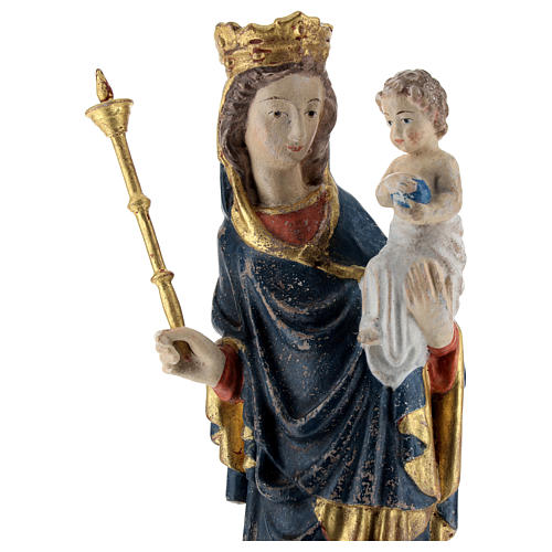 Virgin Mary statue with baby and sceptre in Valgardena wood 25cm 2