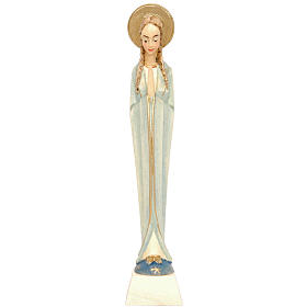 Virgen estilizada en madera de la Valgardena colorada