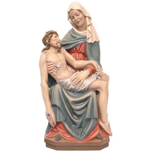 Pietà statue in painted Valgardena wood 1