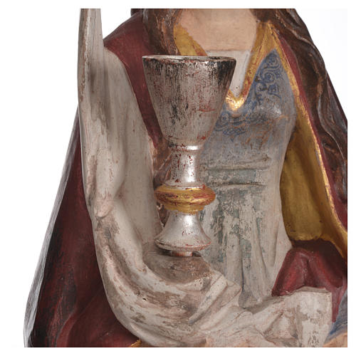 Heilige Barbara mit Kelch 56cm Grödnertal Holz antikisiert 12