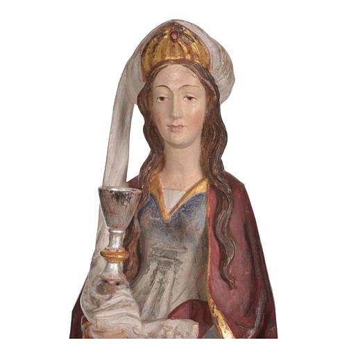 Saint Barbara with chalice in Valgardena wood, 56cm antique gold 11