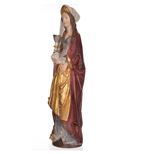 Saint Barbara with chalice in Valgardena wood, 56cm antique gold 8