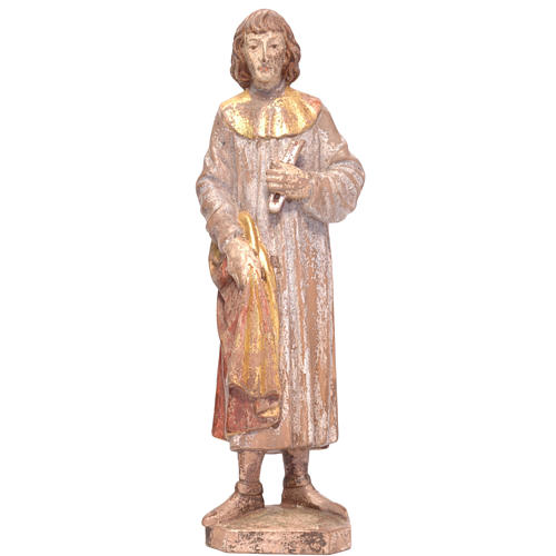 Saint Cosmas 25cm in patinated Valgardena wood, old antique gold 1