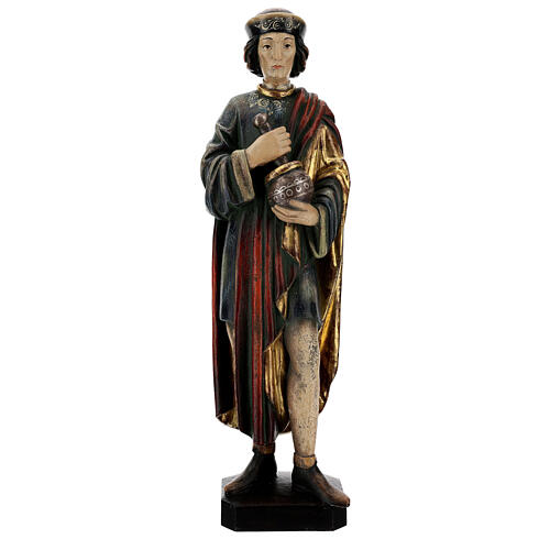 Święty Damian z moździerzem 50 cm drewno Valgardena Antico Gold 3