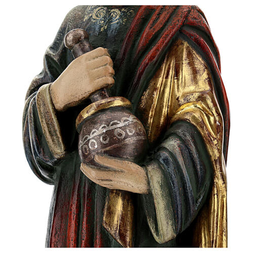 Święty Damian z moździerzem 50 cm drewno Valgardena Antico Gold 6