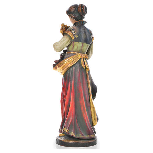 Saint Notburga with ears of wheat in Valgardena wood, antique go 3