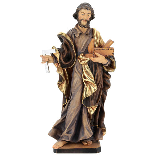 Saint Joseph the worker statue in painted Valgardena wood 1