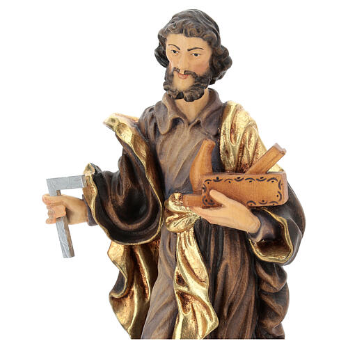 Saint Joseph the worker statue in painted Valgardena wood 2