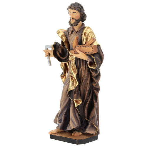 Saint Joseph the worker statue in painted Valgardena wood 3