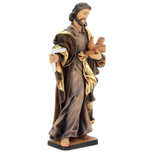Saint Joseph the worker statue in painted Valgardena wood 4