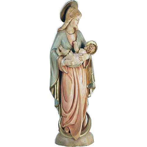 Virgin Mary and baby statue in painted wood, baroque style 1