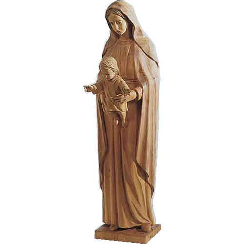Virgin Mary and baby statue in painted wood, baroque style 70cm 1