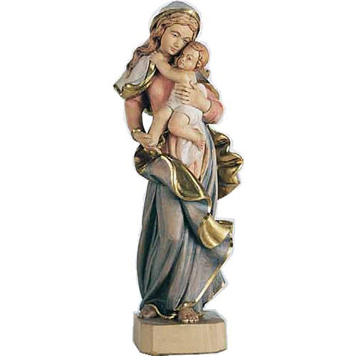 Statua Madonna con bimbo 42 cm stile barocco legno dipinto 1