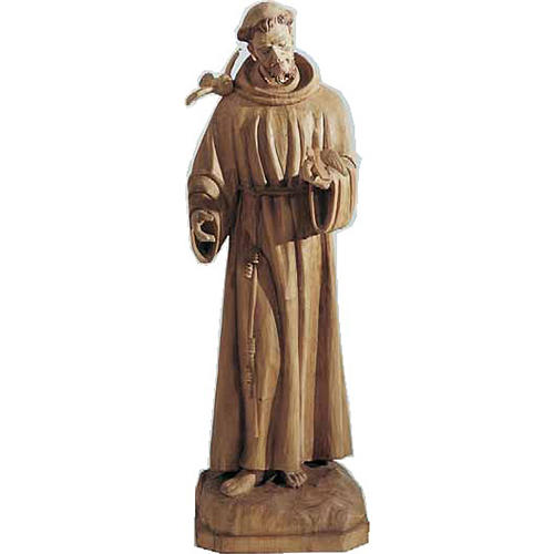 Saint Francis statue in painted wood, 65cm 1