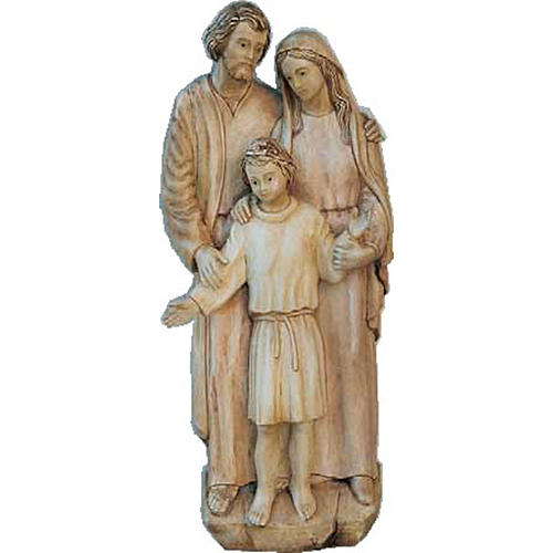 Statua della Sacra Famiglia 110x40 cm, tre quarti rilievo legno 1