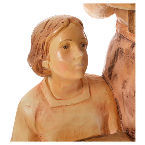 Statue Saint Joseph charpentier avec Enfant bois peint 5