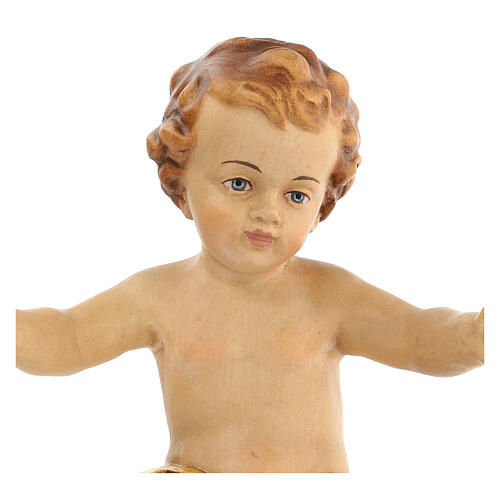Baby Jesus wooden figurine with opened arms and golden drape 2
