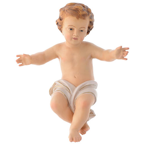 Baby Jesus wooden figurine with opened arms and white drape 1