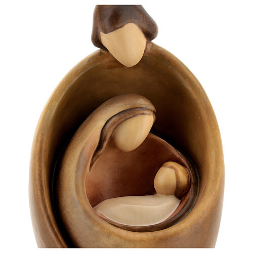 Holy Family embrace in wood, shades of brown Val Gardena 2