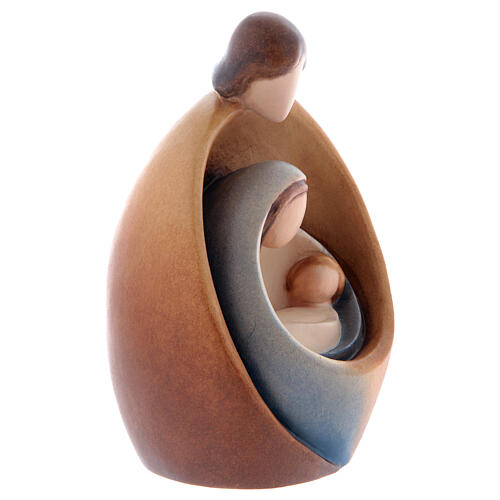 Holy Family statue, modern design in wood with pastel colors 3