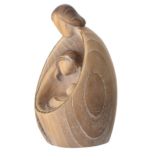 Sacra Famiglia moderna in legno di frassino scuro bordi dorati 3