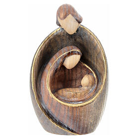 Holy Family modern style in ash wood with golden edge, Val Gardena