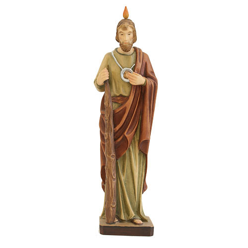 Statue Saint Jude en bois coloré manteau brun 1