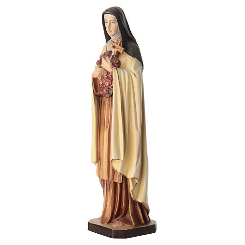 Santa Teresa de madera pintada con rosas rojas 5