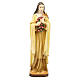 Statue Sainte Thérèse en bois coloré avec roses rouges s1