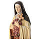 Statue Sainte Thérèse en bois coloré avec roses rouges s6