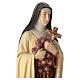 Santa Teresa em madeira corada com rosas vermelhas s3
