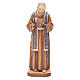 Statue Pater Pio mit Stola bemalten Grödnertal Holz s1