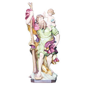 Saint Christopher painted wood statue, Val Gardena
