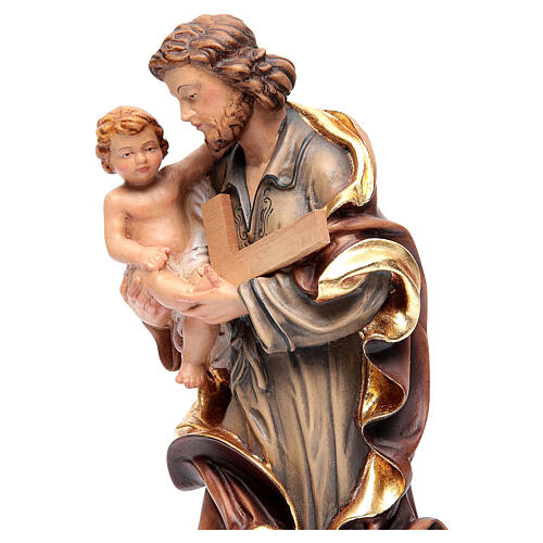Saint Joseph statue with Baby Jesus in painted wood 2