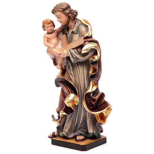 Statua San Giuseppe con Bambino legno dipinto colorato 3