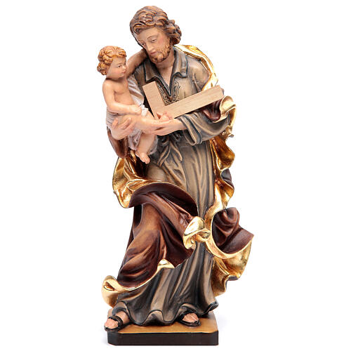 Saint Joseph statue with Baby Jesus in painted wood 1